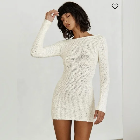 open lace back dress Princess Polly Women's Lukea Long Sleeve Minidress - White main image 1